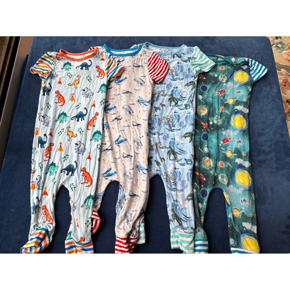 Free Birdees Bamboo Romper Bundle 18-24M Dino Space 4pc Pajamas